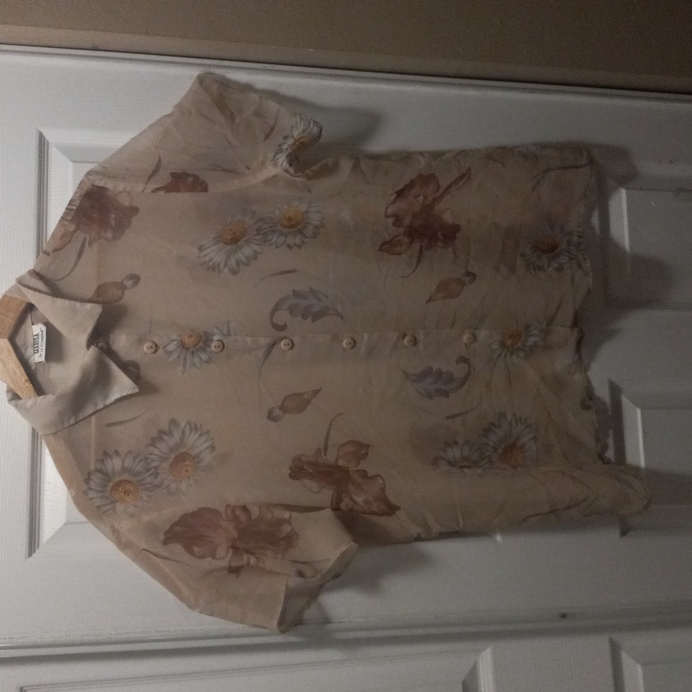 Pretty Sheer Floral Plus Size Blouse